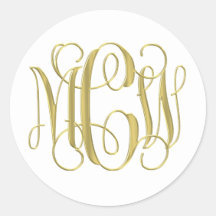 White Gold Preppy Vine Script Monogram DIY BG