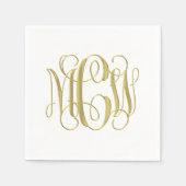 White Gold Preppy Vine Script Monogram DIY BG Serviette (Vorderseite)