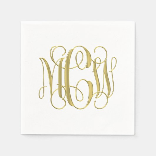 White Gold Preppy Vine Script Monogram DIY BG Serviette (Vorderseite)