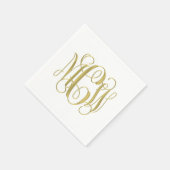 White Gold Preppy Vine Script Monogram DIY BG Serviette (Ecke)