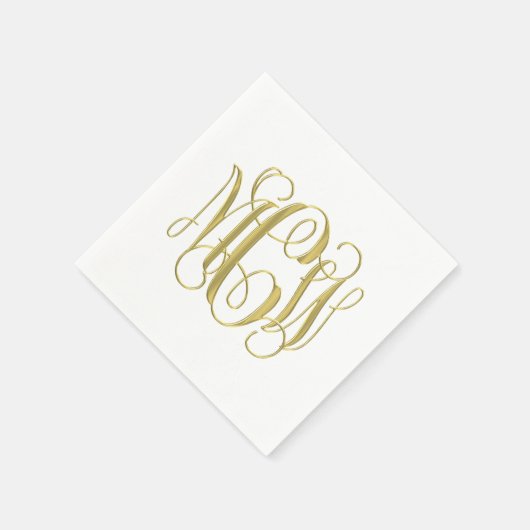 White Gold Preppy Vine Script Monogram DIY BG Serviette (Ecke)