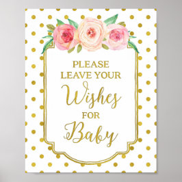 White Gold Punkte Wünsche für Babysignatur Poster