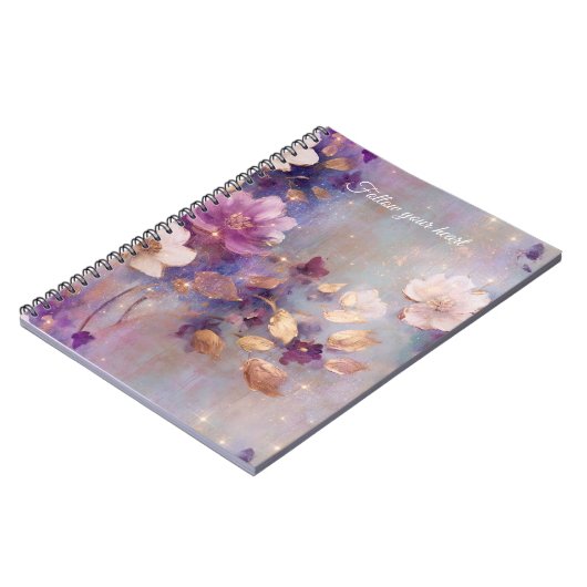 White Gold Purple Floral Notizblock (Linke Seite)