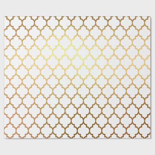 White Gold Quarto Art Deco Net Geschenkpapier (Flach)