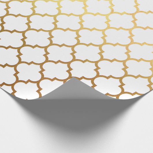 White Gold Quarto Art Deco Net Geschenkpapier (Ecke)