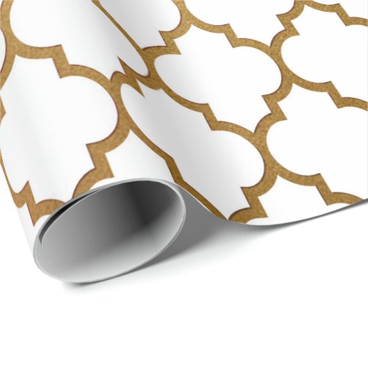 White Gold Quarto Art Deco Net Geschenkpapier (Rolleneckpunkt)