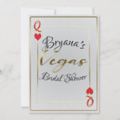 White Gold Queen of Hearts Vegas Brautparty Einladung (Vorderseite)