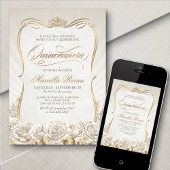 White Gold Quinceañera Einladung