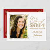White, Gold, Red 2014 Foto Abschluss Einladung (Vorne/Hinten)
