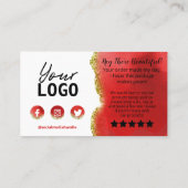 White Gold Red Agate Glitzer Vielen Dank für Ihre Visitenkarte (Rückseite)