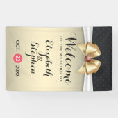 White Gold Ribbon Red Diamond Wedding Banner (Horizontal)