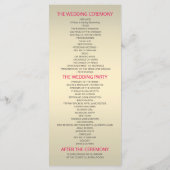 White & Gold Ribbon Red Diamond Wedding Program Programm (Rückseite)