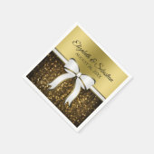 White & Gold Ribbon Wedding Napkins Serviette (Ecke)