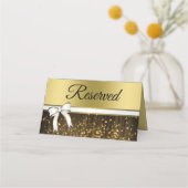White & Gold Ribbon Wedding Reservierte Platzkarte (Rückseite)