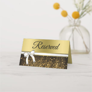 White & Gold Ribbon Wedding Reservierte Platzkarte