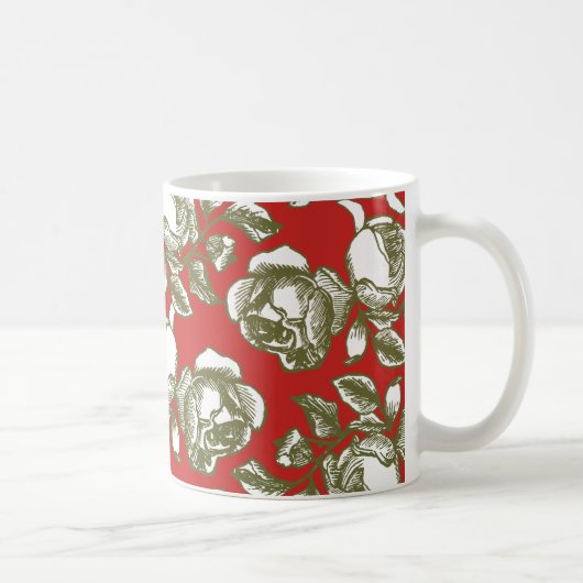 White Gold Rose Etwas auf Red Coffee Tasse (Rechts)