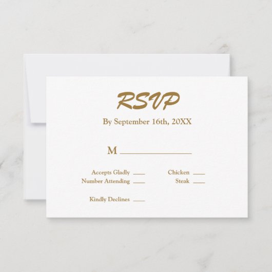 White/Gold RSVP-Karte RSVP Karte (Vorderseite)