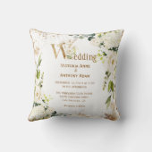 White Gold Rustic Floral Wedding Keepake Kissen (Rückseite)