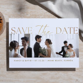 White Gold Script 3 photo Collage wedding Save The Date
