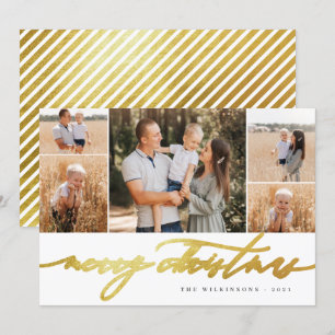 White Gold Script 5 Foto Collage Frohe Weihnachten