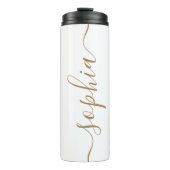 White Gold Script Custom Name Thermal Tumbler Thermosbecher (Vorderseite)