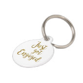 White & Gold Script gerade got Verlobt Haustiermarke (Seite)