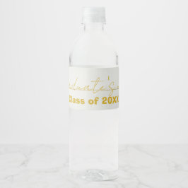 White  Gold Script Graduation Water Bottle Label  Wasserflaschenetikett