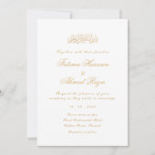 White Gold Script islamische Hochzeit Einladung (Vorderseite)