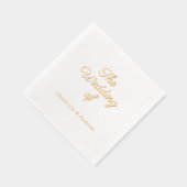 White gold script luxury Wedding Servietten Mit Folie (Rechts)