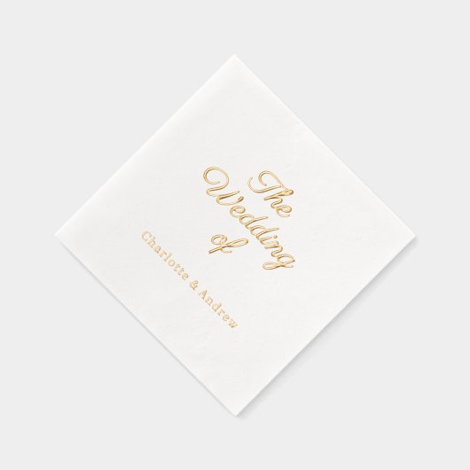 White gold script luxury Wedding  Servietten Mit Folie (Rechts)
