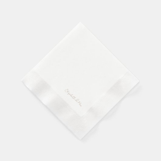 White Gold Script Namen Hochzeitsempfehlung Serviette (Ecke)