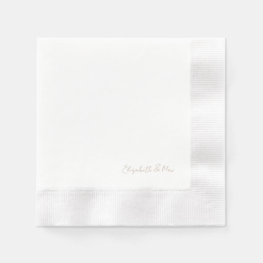 White Gold Script Namen Hochzeitsempfehlung Serviette (Vorderseite)