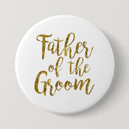 White & Gold Script Vater der Groom Taste Button