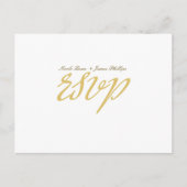 White & Gold Script Wedding RSVP Postcard Einladungspostkarte (Vorderseite)