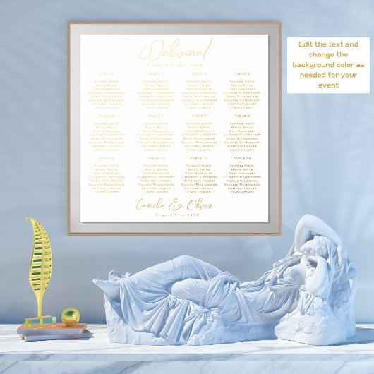 White Gold Seating Chart 12 Tabelle Real Foil Foliendrucke