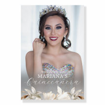 White Gold Silver Winter Florals Quinceañera