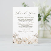 White Gold Silver Winter Florals Quinceañera Dankeskarte (Stehend Vorderseite)