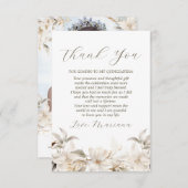 White Gold Silver Winter Florals Quinceañera Dankeskarte (Vorne/Hinten)