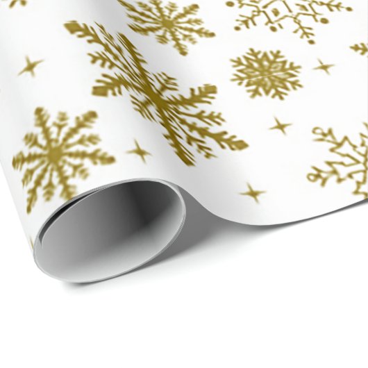 White Gold Snowflags Holiday Print Geschenkpapier (Rolleneckpunkt)