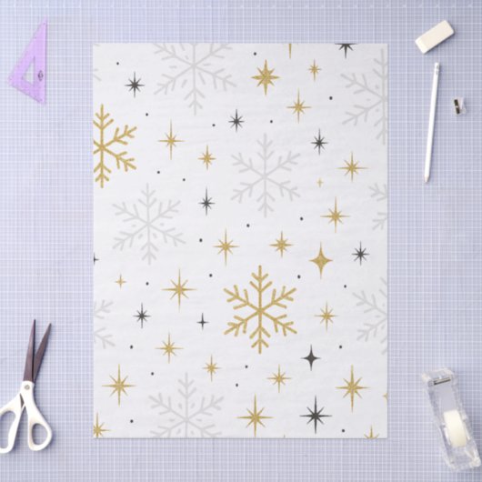 White & Gold Snowflake Sparkle Tissue Paper Seidenpapier (Basteln)
