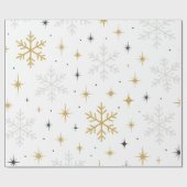 White & Gold Snowflake Sparkle Wrapping Paper Geschenkpapier (Flach)