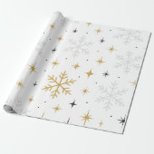 White & Gold Snowflake Sparkle Wrapping Paper Geschenkpapier (Ungerollt)