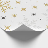 White & Gold Snowflake Sparkle Wrapping Paper Geschenkpapier (Ecke)