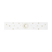 White & Gold Stars Celestial Sunburst Moon Wedding Einladungsbanderole (Flach)