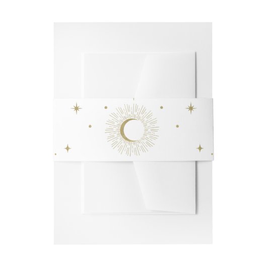 White & Gold Stars Celestial Sunburst Moon Wedding Einladungsbanderole (Vorderseite Beispiel)