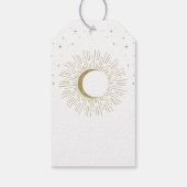 White & Gold Stars Celestial Sunburst Moon Wedding Geschenkanhänger (Rückseite)