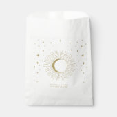 White & Gold Stars Celestial Sunburst Moon Wedding Geschenktütchen (Vorderseite)