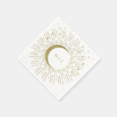 White & Gold Stars Celestial Sunburst Moon Wedding Serviette (Ecke)