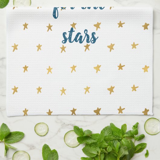 White Gold Stars Geschirrtuch (Gefaltet)