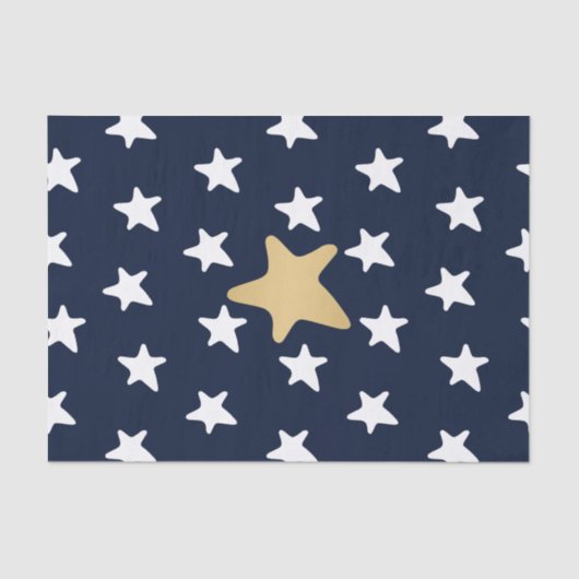 White & Gold Stars Muster Seidenpapier (Vorderseite)